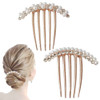 2 Pcs Pearl Hair Side Combs Clip Crystal Rhinestone Hair Combs for Women Decorative Combs Hairpins Hair Accessories for