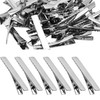 Silver Metal Alligator Hair Clips Pins 100 Pcs Flat Top with Teeth For Hairdressing Salon Hair Grip Arts and Crafts Proj