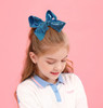 AMYDECOR 6 Inch Blue Sparkly Glitter Sequin Hair Bows for Girls Toddlers Kids Children Teenage 2PCS