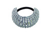Rhinestone Ponytail Holder by Crystal Avenue Stretchy Elastic Hair Tie Silvertone with Sparkling Crystals