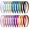 Duufin 22 Pieces Satin Headbands 2cm Plain Headband Nonslip Hair Headband Colorful DIY Headbands for Women and Girls 22