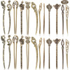 24 Pieces Chinese Women Hair Sticks AUHOKY 12 Styles Vintage Bronze Decorative Hair Pin Chopsticks Antique Retro Hair Fo
