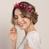 ANCIRS 2 Pack Red Flower Crown Bridal Hair Band Headband Rhinestone Red Rose Crowns Tiaras Hair Accessories Crystal Flor