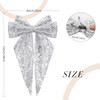 2Pcs Big Glitter Layered Hair Bows for Women Girls 8 Inch Barrette Hair Clip Black Sliver Sparkly Large Long Bows Style