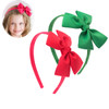 LSHDXD 2pcs Christmas Red and Green Bow Headband Hair Hoop Bow Hair bands Hair Accessories Headdress for Christmas Decor