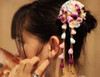 CRB Fashion Womens Girls Japanese Kimono Flower Kanzashi Hair Ornament Tie Band Clip Orange Small