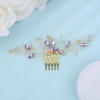 Teyglen Bridal Wedding Hair Comb Headband Purple Rhinestone Crystal Hair Side Comb Bridal Gold Silver Crystal Hair Piece