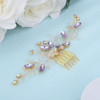 Teyglen Bridal Wedding Hair Comb Headband Purple Rhinestone Crystal Hair Side Comb Bridal Gold Silver Crystal Hair Piece