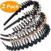 LONEEDY Wave Rhinestone and Crystal Teeth Comb Headbands For Women Nonslip Hard Headbands SilverGoldDark blue