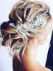 Unicra Bride Flower Wedding Hair Vine Crystal Bridal Hair Piece Rhinestone Party Hair Accessories Leaf Hair Jewelry Bead