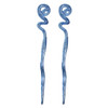 Two Blue Twirl Hair Sticks with Glitter and Diamonds Chopsticks for Women Set of 2