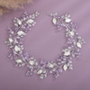 Teyglen Bridal Wedding Hair Vine Headband Silver Crystal Leaf Hair Pieces Handmade Blue Red Green Rhinestone Headpiece H