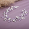 Teyglen Bridal Wedding Hair Vine Headband Silver Crystal Leaf Hair Pieces Handmade Blue Red Green Rhinestone Headpiece H