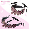 ISKYBOB 2 Pieces Rhinestone Flower Ponytail Holder Twist Bun Shaper Women Hair Grips Claw Wine RedMulticolored