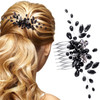 PAGOW Black Teardrop Hair Comb Vintage Rhinestone Crystal Onyx Small Headpiece Bridal Side Combs Handband Accessories fo