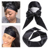 Leeven 1 Pcs Wig Grip Band Silky Satin Edge Laying Scarf For Women Black Satin Wrapping Scarf for Lace Frontal Wigs Non