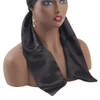 Leeven 1 Pcs Wig Grip Band Silky Satin Edge Laying Scarf For Women Black Satin Wrapping Scarf for Lace Frontal Wigs Non