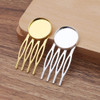 10 Pcs Blank Hair Combs 4 Teeth Hair Side Combs Bases with 20mm Round Blank Cabochon Setting Tray for DIY Hair Accessori