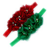My Lello Girls Flower Headbands Toddler Fabric Beaded Trio Stretchy Elastic Pair RedGreen