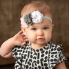 My Lello Girls Flower Headbands Toddler Fabric Beaded Trio Stretchy Elastic Pair NavyWhite