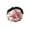 LOVEF 4Pcs Korean Fashion Pearl Hair Rope Rose Flower Rhinestone Hair Ties Jewelry Rubber Band