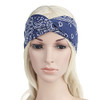 DINPREY Assorted Paisley Print Wide Bandana Knot Headbands Criss Cross Head Wrap Hair Band Blue