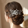 LOVFOIVER Rhinestone Wedding Hair Comb Pearls and Crystal Bridal Hair Piece Wedding Flower Hair Accessories for Women an