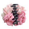 2PCS Sweet Large Rose Flower Hair Claws Beauty Ribbon Bow Hair Clips Headwear Hair Jewelry for Women Accessories Pink Pi