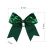 Metallic Sequin and Holographic 8 Inch Cheer Bow Cheerleader Cheerleading Jumbo Cheer Bow Hair Tie Green Sequin