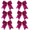 Metallic Sequin and Holographic 8 Inch Cheer Bow Cheerleader Cheerleading Jumbo Cheer Bow Hair Tie Hot Pink Sequin