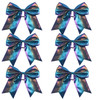 Metallic Sequin and Holographic 8 Inch Cheer Bow Cheerleader Cheerleading Jumbo Cheer Bow Hair TieBlue Holographic
