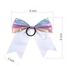 Metallic Sequin and Holographic 8 Inch Cheer Bow Cheerleader Cheerleading Jumbo Cheer Bow Hair TieWhite Holographic