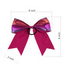 Metallic Sequin and Holographic 8 Inch Cheer Bow Cheerleader Cheerleading Jumbo Cheer Bow Hair Tie Hot Pink Holographic
