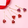 Boderier 12 Pack Valentines Day Heart Bobby Pins Red Enamel Rhinestone Heart Hairpin Hair Slide Barrettes Styling Hair A