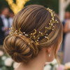 CASDRE Star Rhinestone Hair Vine Gold Moon Headpiece Bridal Headband Crystal Bride Wedding Hair Accessories for Women an