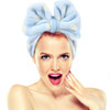 Hairizone Cosmetics Hair Band for Washing Face Shower Spa Headband Adjustable Elastic Bowknot Hairband for Girls Blue
