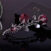 Elegant Rhinestones Rose Flower Metal Hair Clips Hair Barrette Ponytail Holder Slide Clips Hair Jewelry for WeddingParty