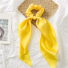 1Pc Yellow Women Girl Bow Satin Ribbon Ponytail Scarf Hair Tie Rope Scrunchies Elastic Band Hair Scrunchies Bands Elasti