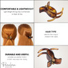 Parcelona French 3 Teeth Savana and Tortoise Shell Set of 2 Fish Style Ponytail Holder Strong Grip Jaw Hair Claw Clip Cl