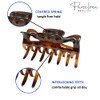 Parcelona French Classic Shaded Tortoise Shell Brown 3 Covered Spring Celluloid Made in France Jaw Claw Hair Clip Clutch