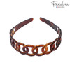 Parcelona French Round Chain Tortoise Shell Brown Celluloid Acetate Flexible No Slip Sturdy and Durable Hair Clips Hair