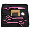 ROCOCO Professional 55 inch Pink Salon Hair Cutting Scissors and Hair Thinning Shears with Razor for Female HairdresserP