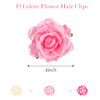 12PCS Elegant 4inch Rose Flower Hair Clips Hairpins Floral Brooches Pin Boho Hair Clip Rose Hair Accessories For Women G