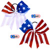 Whaline 4th of July Glitter Cheer Hair Bows 8 Inch Patriotic Cheerleader Hair Bows with Elastic Ponytail Holder Stars an
