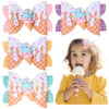 Whaline Ice Cream Glitter Bow Hair Clips 4Pcs Summer Hair Bow Barrette Colorful PU Leather Hairgrips Sparkly Alligator H