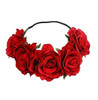 LASSUM Red Rose Flower Crown Fake Flower Crowns Headbands For Women Girl Rose Floral Head Piece Hair Crown Pet Headband