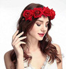 LASSUM Red Rose Flower Crown Fake Flower Crowns Headbands For Women Girl Rose Floral Head Piece Hair Crown Pet Headband