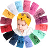 JOYOYO 16 Colors Soft Wide Turban Baby Headbands with 45 inches Hair Bow Headwraps for Baby Girls Infants Newborn Hair A