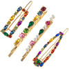 4Pcs Vintage Colourful Rhinestones Hair Clips Duckbill Alligator Hair Pins Crystal Pearl Hair Barrettes Elegant Metal Bo