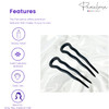Parcelona French Mystic Black 3 Inch Wavy Set of 3 Celluloid U Shaped Hair Pins for Hair Bun Style for Women and Girls H